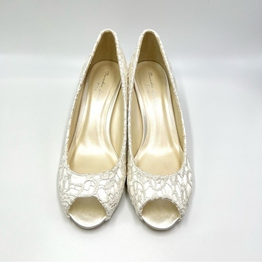 Paradox London Pink Women's Ivory White Lace Peep Toe Heels Pumps Shoes 9 - Picture 3 of 14